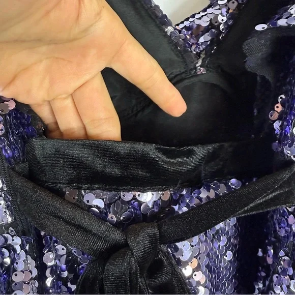 Free People Sequin Mini Dress in Purple and Black Size:6 - Picture 13 of 15